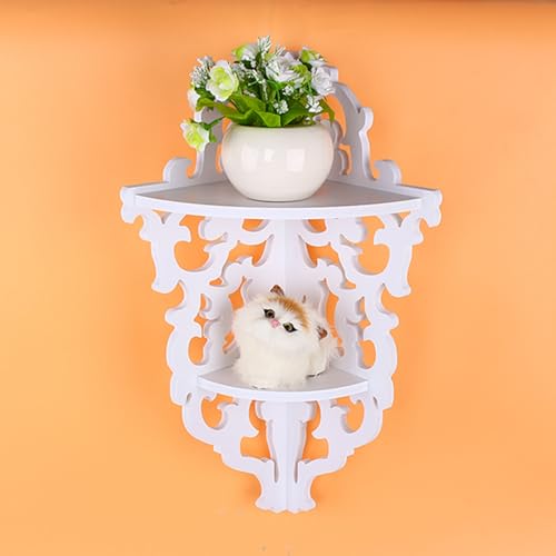 Srliya 2-Tier Corner Wall Shelf, White Decorative Bathroom Storage Rack