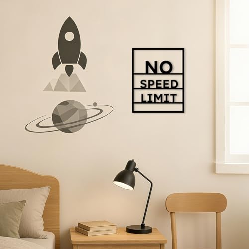 Metal No Speed Limit Sign Inspirational Wall Art Positive Affirmations Wall Decor, Motivational Art for Boys Bedroom living Room Bathroom Home Office Classroom, 10.5x13 Inch