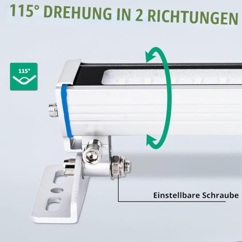 Yjingrui Machine Light LED 422 mm 14 W IP68 115° Adjustable 230 V | With sliding bracket, high-brightness CNC machine work light, for CNC interior lighting, industrial and workshop lighting
