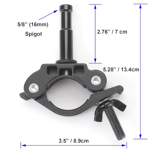 PHOCUS Half Coupler Clamp with 5/8" Baby Pin, Heavy Duty Tube Light Clamp Clamp Range: 40-50mm