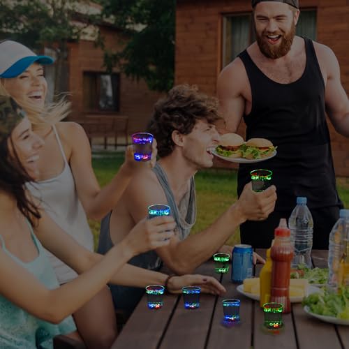 100 Pack Led Light Up Shot Glasses Glow in the Dark Shot Glasses Color Changing Shot Glasse for Adults Party Birthday Bar Valentine Halloween Weddings Supplies
