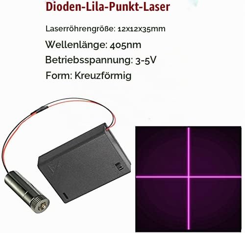 CTRICALVER 1 x 405nm 3-5V Purple Laser Cross Module Diode w/Driver Plastic Lens + 1 x AA Battery Holder