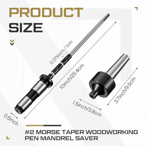 2MT Pen Spindle for Wood Lathe Pen Rotary Tool with Spindle Saver and 5 Bushings Wood Rotary Pen Kit