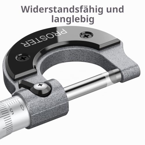 Proster Outside Micrometer Set Outside Micrometer Set 0-150mm Precise External Micrometer Set Mechanical with Ratchet, 0.01mm Accuracy, Carbide Measuring Surfaces (1) 1