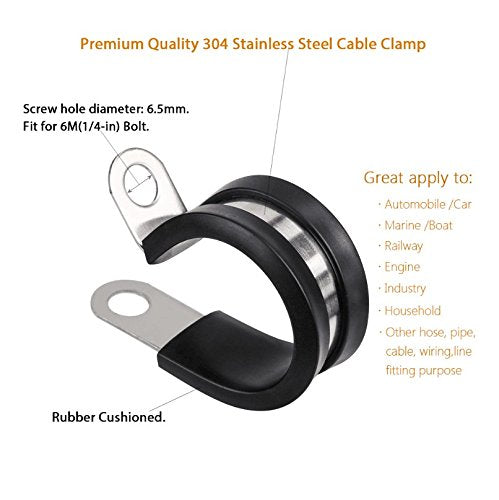 [Australia - AusPower] - Cable Clamp, Lokman 12 Pack 3/4 Inch Stainless Steel Cable Clamp, Pipe Clamp, Metal Clamp, Rubber Cushioned (3/4 Inch) 
