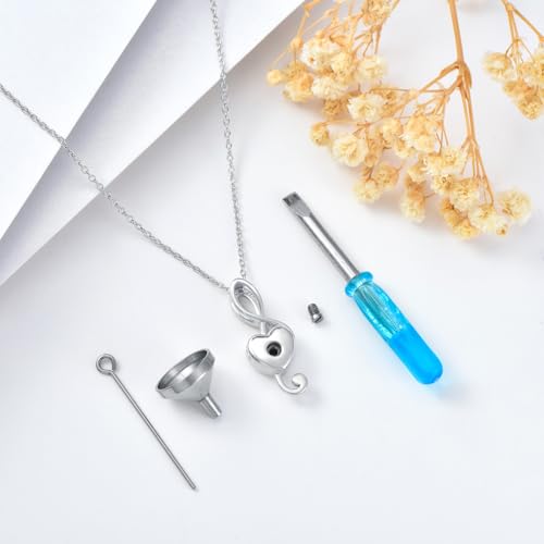 VONALA Music Necklace 925 Sterling Silver Music Note Heart Pendant Musical Necklace Cubic Zirconia Musical Jewellery Gift for Women Girls Music Note Urn