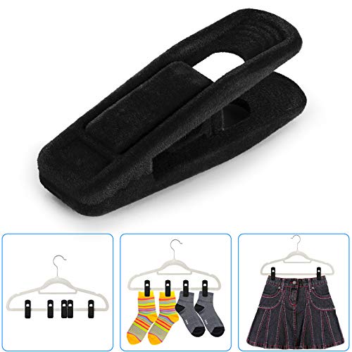 Tinfol 50pc Velvet Hanger Clips, Black Strong Finger Flocked Clips, Large Opening Clip Clothes Pin, Pants Hangers Clip for Thin Clothes Hangers