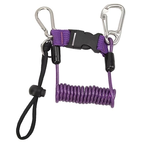 VGEBY Diving Camera Spring Rope, Stainless Steel Diving Anti Lost Hook Spring Rope Coiled Lanyard for Diving Outdoor Climbing Purple