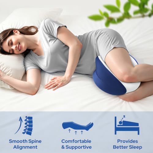 Knee Pillow for Side Sleepers, Memory Foam Leg Pillow, Blue