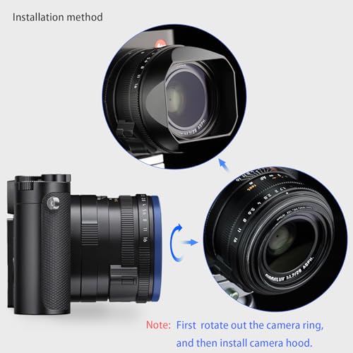 Haoge Metal Square Lens Hood with Metal Lens Front Cap for Leica Q3 Q2 Q Q-P QP q3 Typ116 Camera Accessories