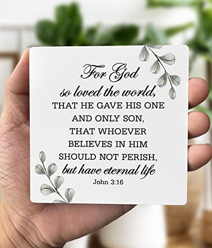 Christian Quote Wood Sign, John 3:16 - For God So Loved The World, Wooden Stand, Meaningful Gift, Bible Verse Home Decor
