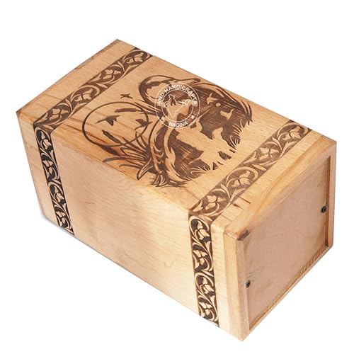 Handcrafted Floral Engraved Wooden Urns for Human Ashes Adult Large - Cremation Urn for Ashes - Burial Urn for Columbarium - Funeral Urn Box (Duck, 250 LB - Beechwood) Duck