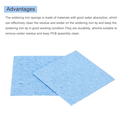 QUARKZMAN Pack of 15 Soldering Sponge 6 x 6 cm Square with Holes Blue Cleaning Pads Soldering Tip Replacement for Cleaning the Soldering Iron 6mm