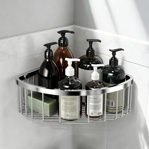 Corner Shower Caddy Basket - 304 Stainless Steel Corner Storage Rack,Organizer Wall Mounted Basket,Washbasin shelf Suitable For Bathroom & Kitchen-Triangle Basket Triangle Basket