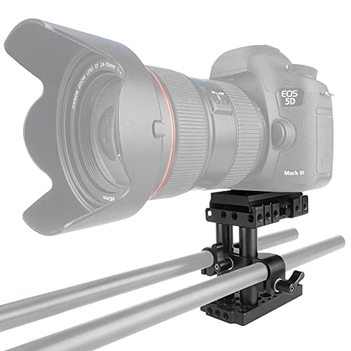NICEYRIG 15mm Rail Riser Rig System Quick Release Base Kit with QR Plate 15mm Rod Riser Clamp Short Rods Applicable DSLR Camera