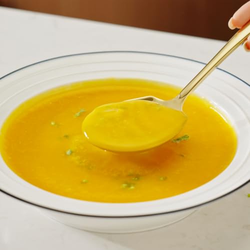 Stainless Steel Serving Spoons Large 9.2-Inch Gold Serving Spoon 8-Piece Big Serving Utensil Set for Buffet, Parties, Catering - Dishwasher Safe(8-Pieces, Gold) Gold, 8 Serving Spoons