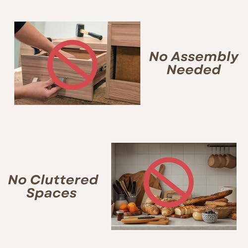 Large Birch Wood Bread Box 15″ | Natural Bread Storage Bin for Kitchen Countertop, Eco-Friendly Loaf Keeper | No Assembly Needed| Lightweight & Portable for Picnic, Camping & Travel