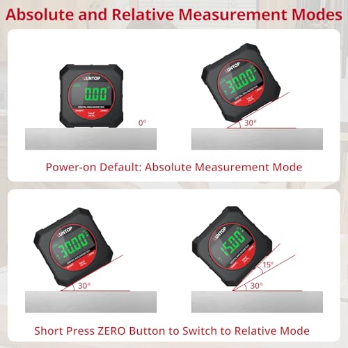 XUNTOP 4x90° digital angle finder protractor with strong magnetic bottom and clear digital display