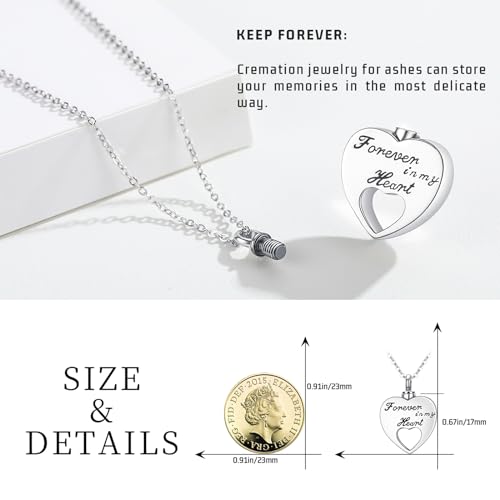 Heart/Tree of Life/Snake Urn Necklace for Human Ashes 925 Sterling Silver Customized Memorial Keepsake Cremation Jewelry Ashes Necklace of Loved Ones Women Heart Urn