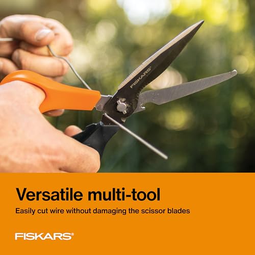 Fiskars 9-inch 7-in-1 heavy-duty garden scissors multi-tool with sheath