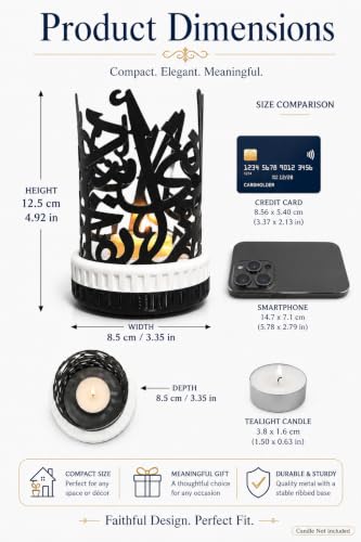 Lattice Cutout Metal Candle Holder 4.72in Black Iron Candle Stand