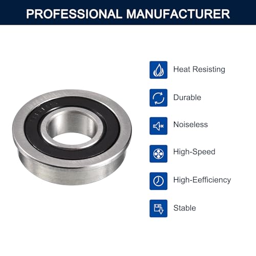 HiPicco FR8-2RS Flanged Ball Bearing, ID 1/2 x OD 1-1/8" x Width 5/16" Miniature Bearings, Double Rubber Sealed Deep Groove Bearings, Pre-Lubricated (GCr15) Chrome Steel 10pcs 10 FR8-2RS 1/2x1-1/8"x5/16"