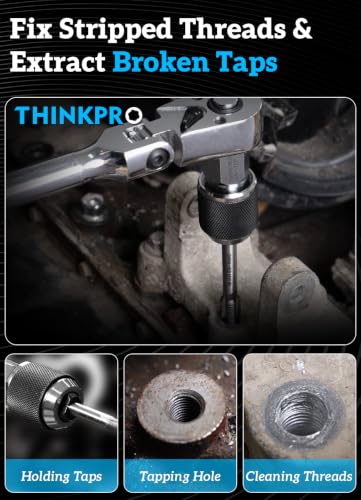 Thinkpro 5 piece tap wrench set with adjustable tap socket and T-handle tap extractors