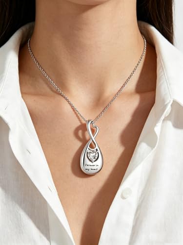 NanMuc Cremation Inifinity New Urn Necklace for Ashes in My Heart Stainless Steel Memorial Urn Pendant Ashes Holder Jewelry Mom Dad