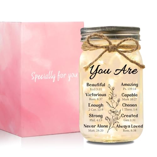 Christian Gifts for Women Lamp, Starlight Mason Jar Night Light