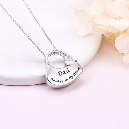 S925 Sterling Silver Urn Necklace for Ashes Cremation Memorial Keepsake Pendant Necklace Jewelry for Women Heart/Dad