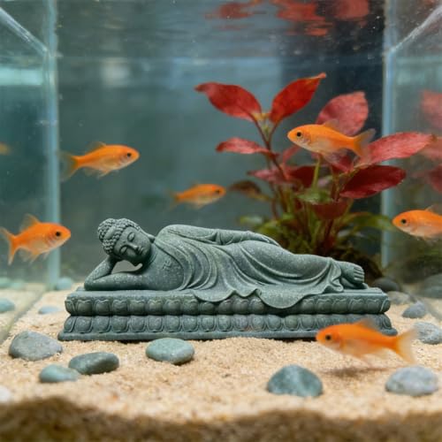 Sleeping Buddha Statue Sandstone Buddha Figurine Zen Buddhism Sculpture, M Medium