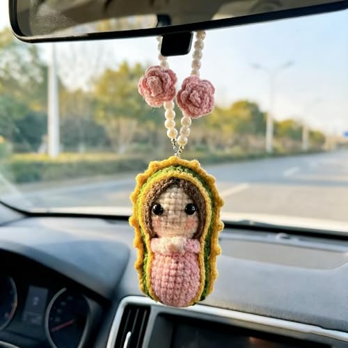 Crochet Virgen De Guadalupe Cute Virgin Mary Crochet Car Accessories Pink Guadalupe Pink
