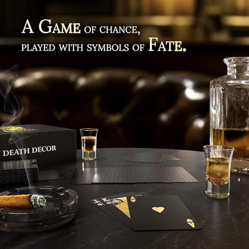 Gold Rim Shot Glass Gift Set, 4 Glasses, Cards, Coasters Gold