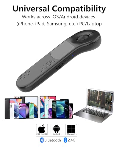 Air Mouse for PC/iOS/Android with Touchpad Bluetooth 2.4G Remote Control for PowerPoint/Keynote/Tiktok/Camera/Kindle App Rechargeable Wireless Presentation for PPT Pointer (Black) Black