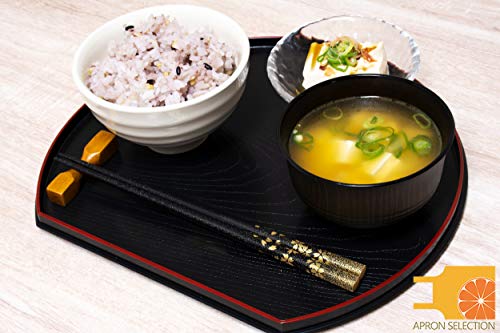 Wajima Japanese Natural Lacquered Wooden Chopsticks Reusable in Gift Box, Golden Sakura (Black) Made in Japan, Handcrafted Black