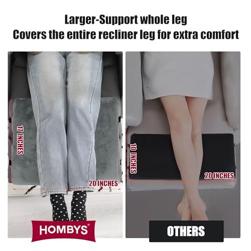 HOMBYS Extra Large Recliner Leg Pillow, Foam Foot Rest Cushion Wave Shape Recliner Footrest Extender, Multi Purpose Back & Lumbar Support Pillow for Bed, Sofa Couch, (Light Grey) Light Grey