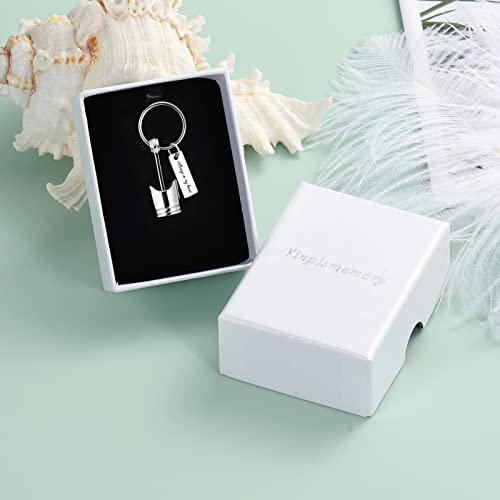 Yinplsmemory 2 Pack Car Parts Cremation Jewelry Piston Urn Necklace Urn Keychain for Men Piston Ashes Keepsake Memorial Jewelry Silver