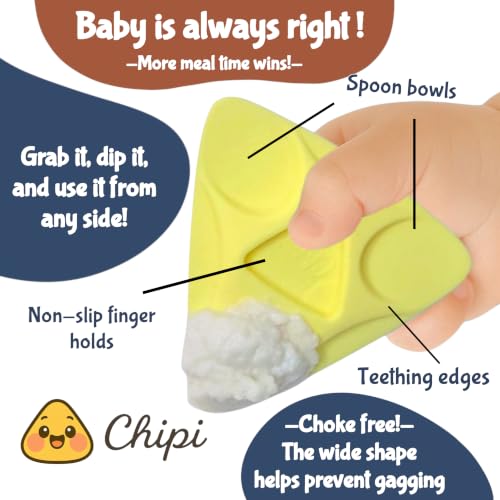 Chipi Baby Spoon – Smarter Baby Steps, First Stage Training, Self-Feeding Utensil, Easy Grip, Choke-Free, Soft Silicone, Pre-Spoon for Puree Toddler Baby Led Weaning (BLW), Essential 6 month