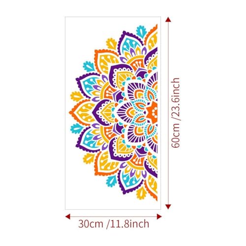 KYMY Mandala Wall Sticker, Indian Deepavali Rangoli Namaste Flower Vinyl Decals, Removable Peel & Stick Mandala Wall Clings for Diwali Festival of Lights Living Room Bedroom Sofa Art Decor