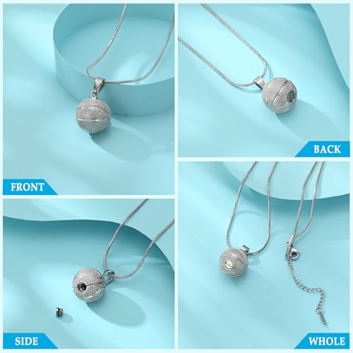 Hearbeingt Basketball Urn Necklaces for Ashes Sport Cremation Jewelry A-Silver