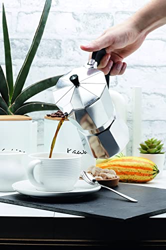 J&V TEXTILES Stovetop Espresso and Coffee Maker, Moka Pot for Classic Italian and Cuban Café Brewing, Cafeteria, (9-Cup) 9-Cup