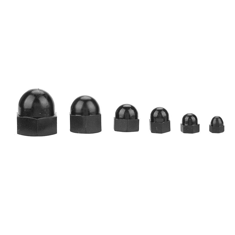 [Australia - AusPower] - 70pcs Hex Acorn Nuts Assortment Kit M3/M4/M5/M6/M8/M10 Nylon Acorn Nut Dome Head Hex Nuts(Black) 