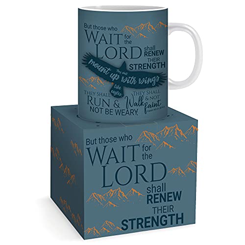 Christian Mug with Gift Box, Eagles Wings, Bible Verse Isaiah 40:31