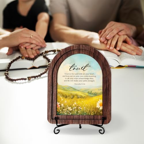 Trust In The Lord With All Your Heart Wood Plaque Sign，Christian Desk Decor