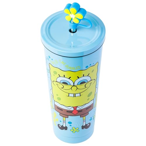 Silver Buffalo Spongebob Squarepants, Stainless Steel Tumbler, 24oz Life is the Bubbles