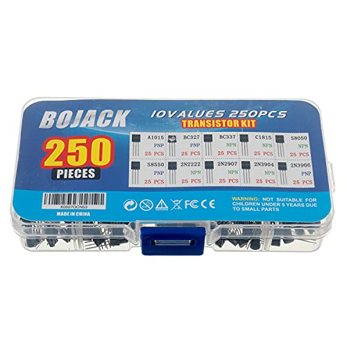 Bojack 10 Values 250pcs A1015 BC327 BC337 C1815 S8050 S8550 2N222 2N2907 2N3904 2N3906 PNP NPN Power All Purpose Transistor sortimentskIT