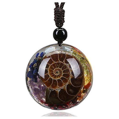 Top Plaza Bundle – 2 Items: Bronze Metal Copper Spiritual Point Pendulum for Divination Healing & 7 Chakra Natural Healing Crystal Stone Pendant Necklace