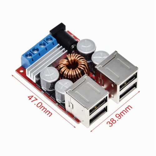 Hailege DC-DC Step Down Buck Module 8V-35V to 5V 8A Vehicle Charging Power Supply Module 4-Port USB Mobile Charging Module