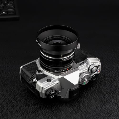 Haoge LH-M48B Metal Lens Hood Shade for Olympus M.ZUIKO Digital 17mm F1.8 17 1.8 Lens Replaces LH-48B Black [Black-Round-]