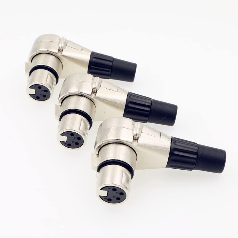 Uonecn 3 pcs Right Angle 90 Degree XLR 4-pin Female Connector for ARRI Monitor DSLR Rig